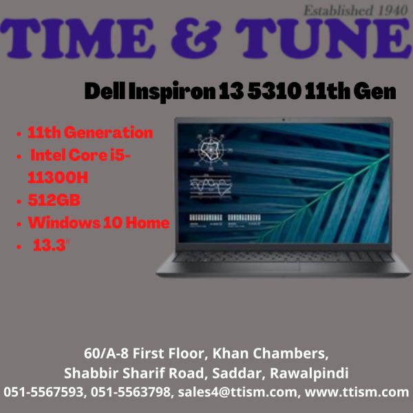 Dell Inspiron 5310 Laptop 11th Gen Intel Core i5-11300H, 08GB, 512GB SSD, Intel Iris Xe Graphics, 13.3" QHD+ Non-Touch, Win 10, FP Reader/BackLit K/B, Platinum Silver (Dell Official Warranty)