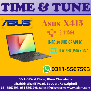 Asus X415 - | i3-1115G4 | 4GB DDR4 on board | 128GB M.2 NVMe™ PCIe® 3.0 SSD + 1TB SATA 5400RPM 2.5" HDD | NO OPTICAL | WIFI/BT |WINDOW 10 HOME | Intel® UHD Graphics | 14.0" FHD (1920 x 1080), Non Touch screen, LED Backlit, 250 nits | NO Finger Print Reader | Transparent Silver | 2-cell Li-ion, 45WHrs Battery | Backlit Chiclet Keyboard | 24 Months Warranty | No Bundled Bag