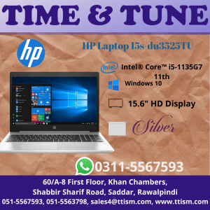 HP Laptop 15s-du3525TU | Intel® Core™ i5 1135G7 Quad Core Processor (up to 4.2 GHz with Intel® Turbo Boost Technology, 8 MB L3 Cache) | 8 GB DDR4 - 3200 MHz | 1 TB SATA Hard Drive | NO ODD | Intel® Iris® Xᵉ Graphics | 15.6" Diagonal, HD (1366 x 768), Micro-Edge, BrightView, 250 nits | HP True Vision 720p HD camera with Integrated Dual Array Digital Microphones | Dual Stereo Speakers | 1 Multi-Format SD Media Card Reader | Integrated 10/100/1000 GbE LAN | Realtek RTL8821CE-M 802.11a/b/g/n/ac (1x1) Wi-Fi® and Bluetooth® 4.2 Combo | 3 Cell Battery, 41 Working Hour* | 45Watt Smart AC Power Adapter | Supports Battery Fast Charge: Approximately 50% in 45 minutes* | Full-Size, Natural Silver Keyboard With Numeric Keypad | Touchpad With Multi-Touch Gesture Support | Microsoft Windows 10 Home 64 – Free Upgrade to Windows 11 | McAfee LiveSafe™ 30-day Trial Offer | 1.75Kg Weight | 1 Year HP Official & Local Warranty